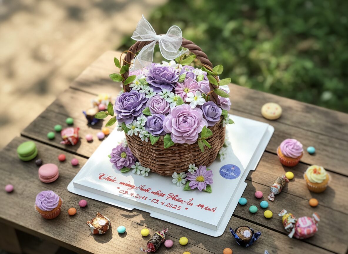 Mẫu bánh giỏ hoa